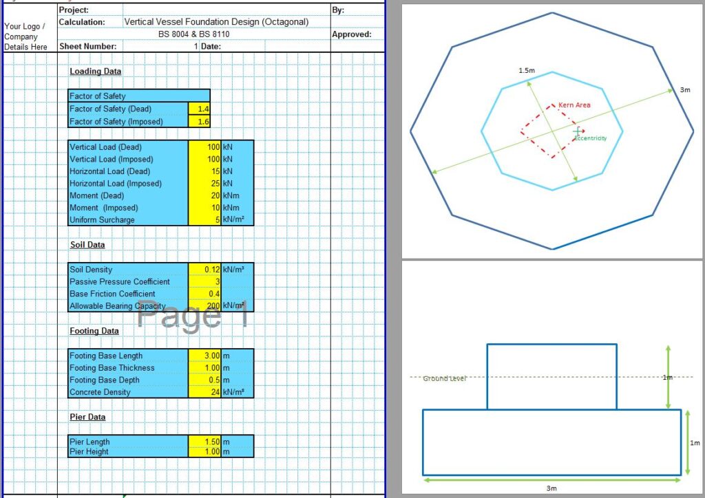 Vertical Vessel Foundation Design Spreadsheet