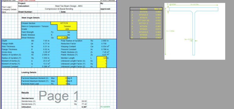 Steel Column Design Spreadsheet - CivilWeb Spreadsheets
