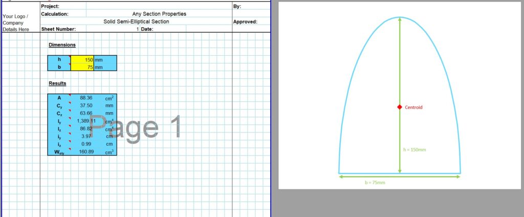 Solid Circle Moment of Inertia Calculator - Solid Semi-Ellipse