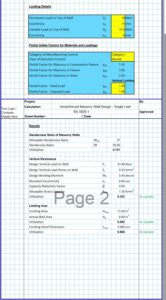 Load Bearing Wall Design Spreadsheet 09