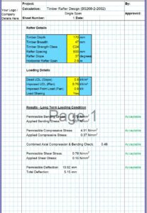 Wood Rafter Design Spreadsheet 01