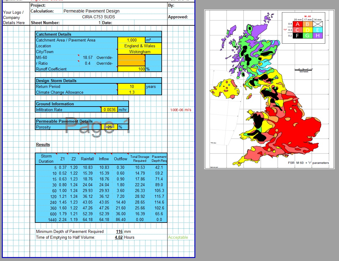 0143 - Permeable Pavement Design Spreadsheet
